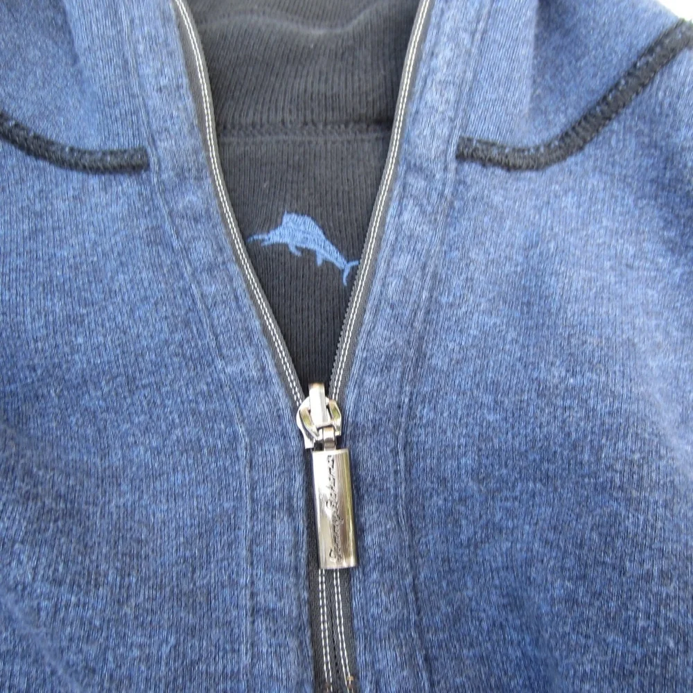 Tommy Bahama Flipshore Reversible Sweatshirt Men's L-XL?Black/Blue Half Zip READ